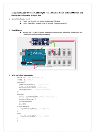 Internet of Things (IoT) Final Assignment Submission | PDF
