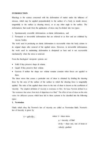 Assignment on rheology | DOCX