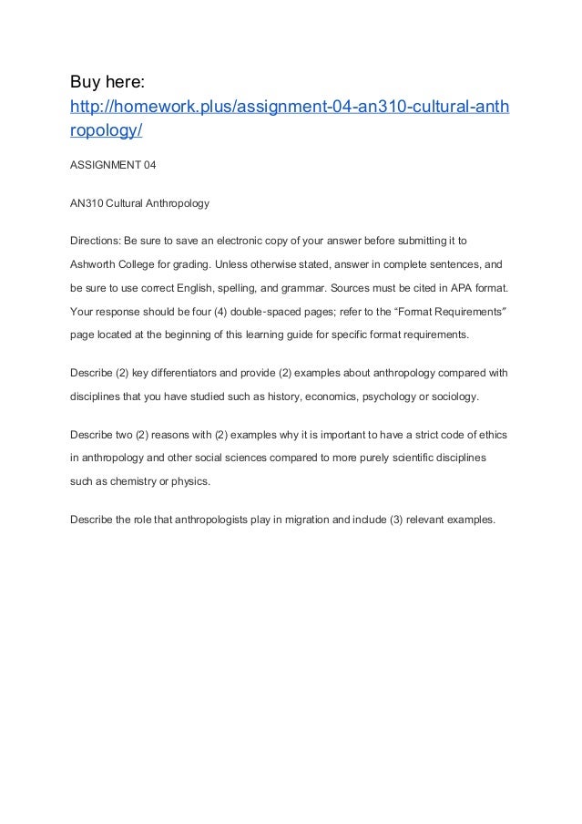 Anthropology homework help online