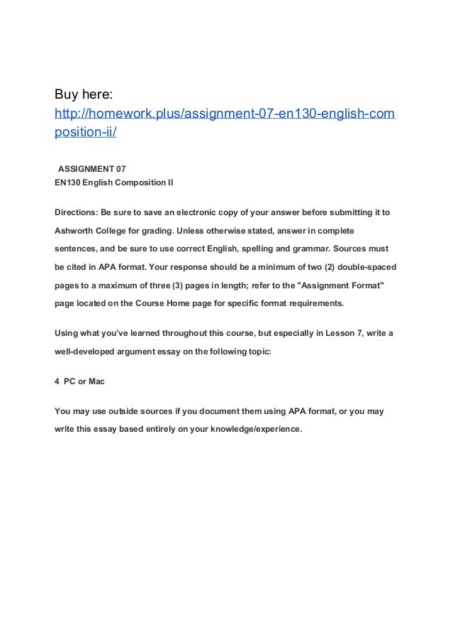 Assignment 07 En130 English Composition Ii Assignment 07 En130 English Composition Ii