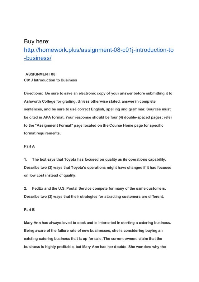 ASSIGNMENT 08 C01J Introduction to Business