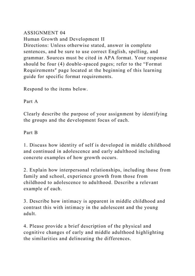 Assignment Growing ASSIGNMENT 08 Human Growth and Development IIDirections Unles.docx