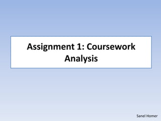 Assignment 1: Coursework
        Analysis




                           Sanel Homer
 