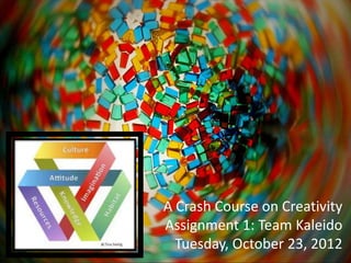 A Crash Course on Creativity
Assignment 1: Team Kaleido
  Tuesday, October 23, 2012
 