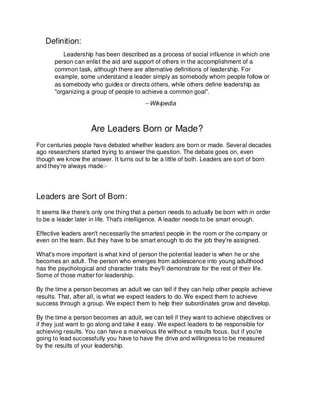 are leaders born or made essay