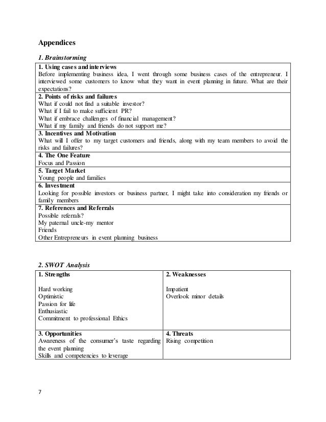 events management business plan template pdf