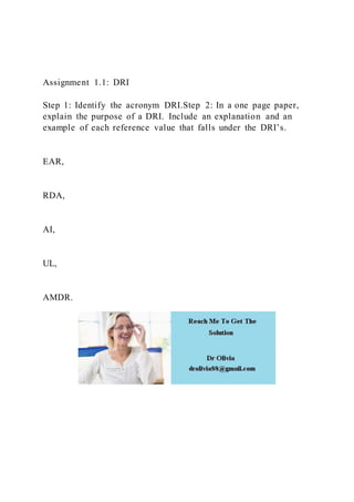Assignment 1.1 DRIStep 1 Identify the acronym DRI.Step 2 | PDF