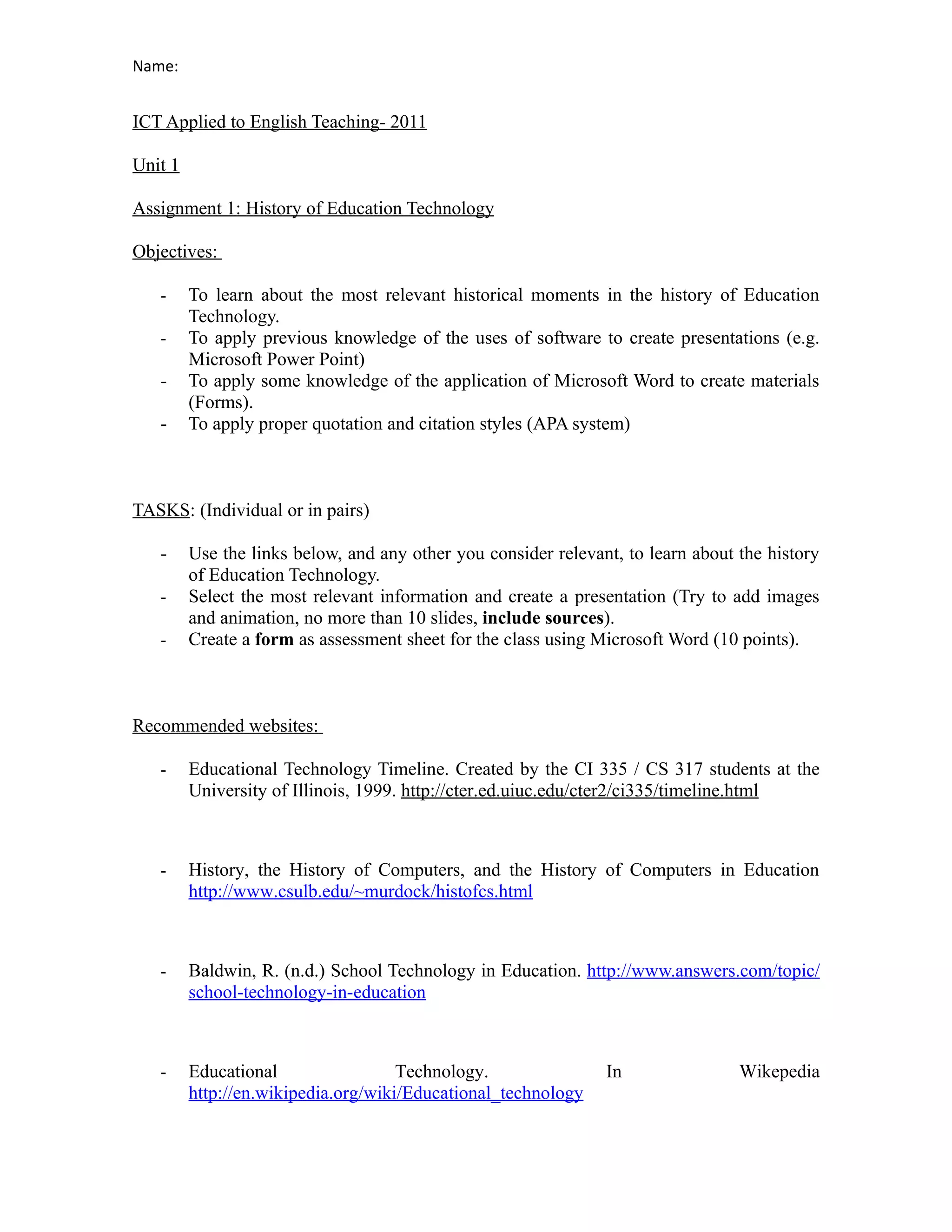 Assignment 1 history of educational technology PDF