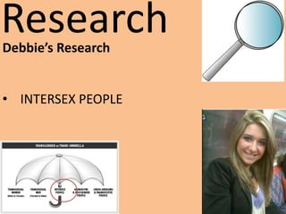 Research
Debbie’s Research


• INTERSEX PEOPLE
 