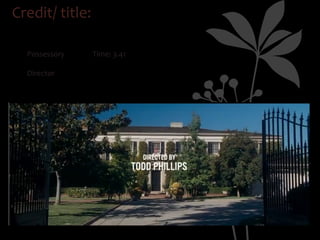 Credit/ title:

 ü
     Possessory   ü
                      Time: 3.41

 ü
     Director
 