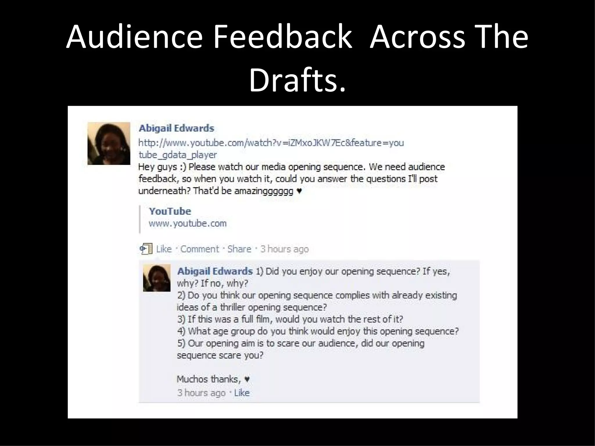 Audience Feedback Across The
           Drafts.
 