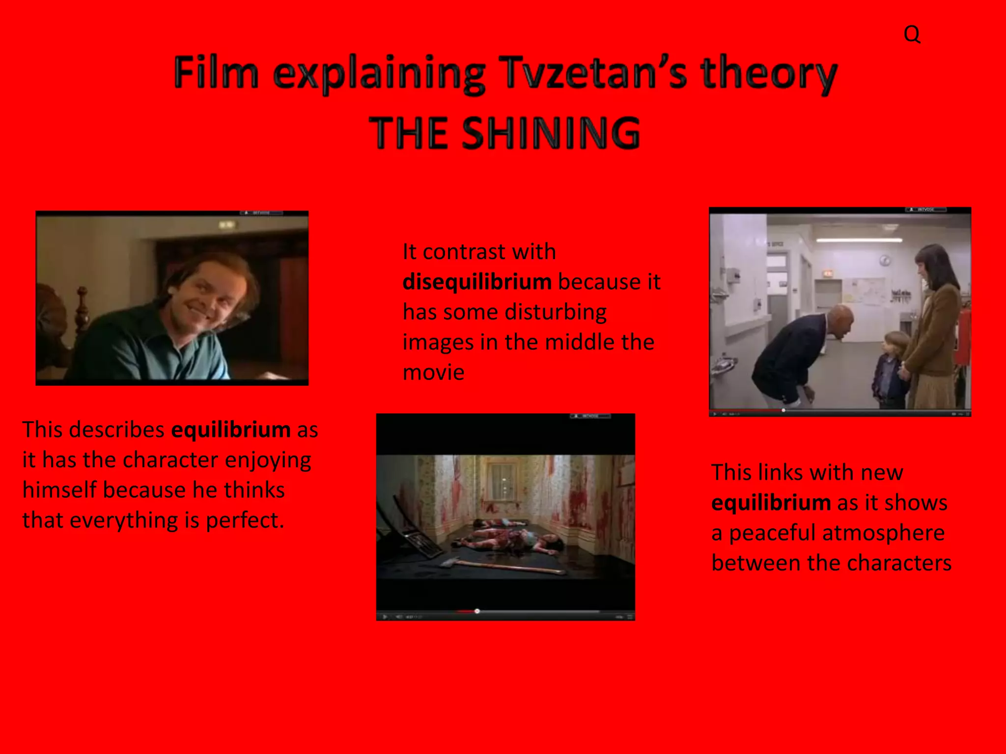 Q




                                It contrast with
                                disequilibrium because it
                                has some disturbing
                                images in the middle the
                                movie

This describes equilibrium as
it has the character enjoying
                                                            This links with new
himself because he thinks
                                                            equilibrium as it shows
that everything is perfect.
                                                            a peaceful atmosphere
                                                            between the characters
 