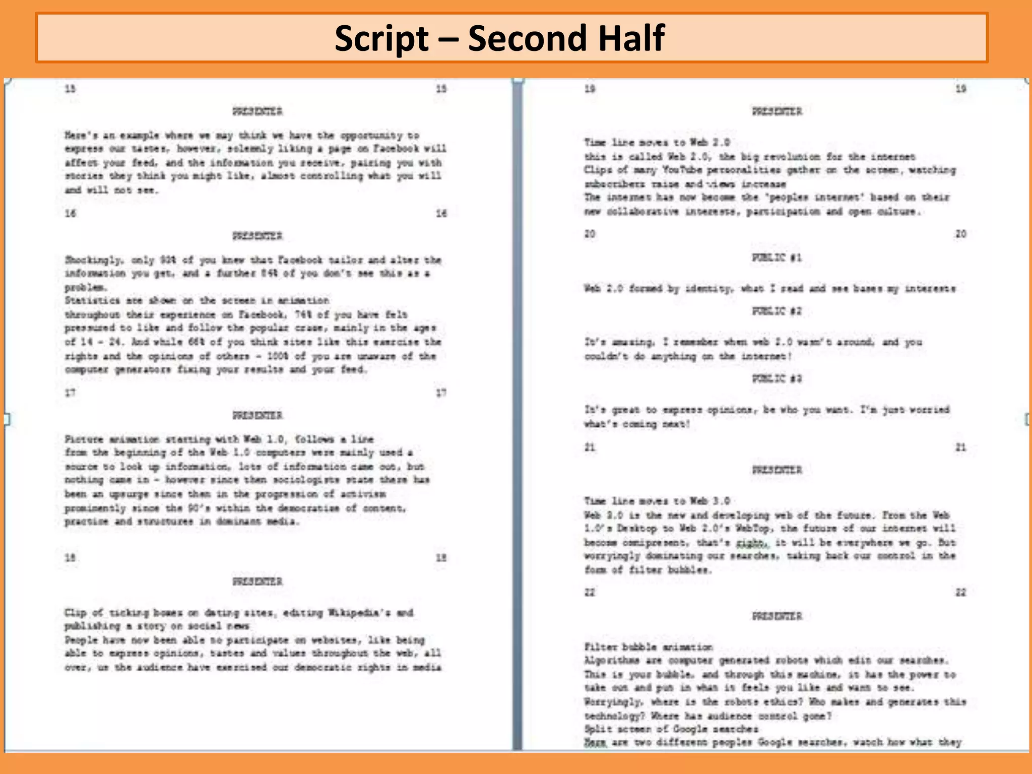 Script – Second Half
 