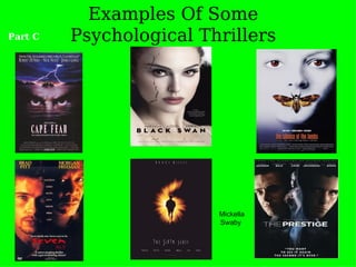Examples Of Some
Part C   Psychological Thrillers




                         Mickella
                         Swaby


                                    5
 