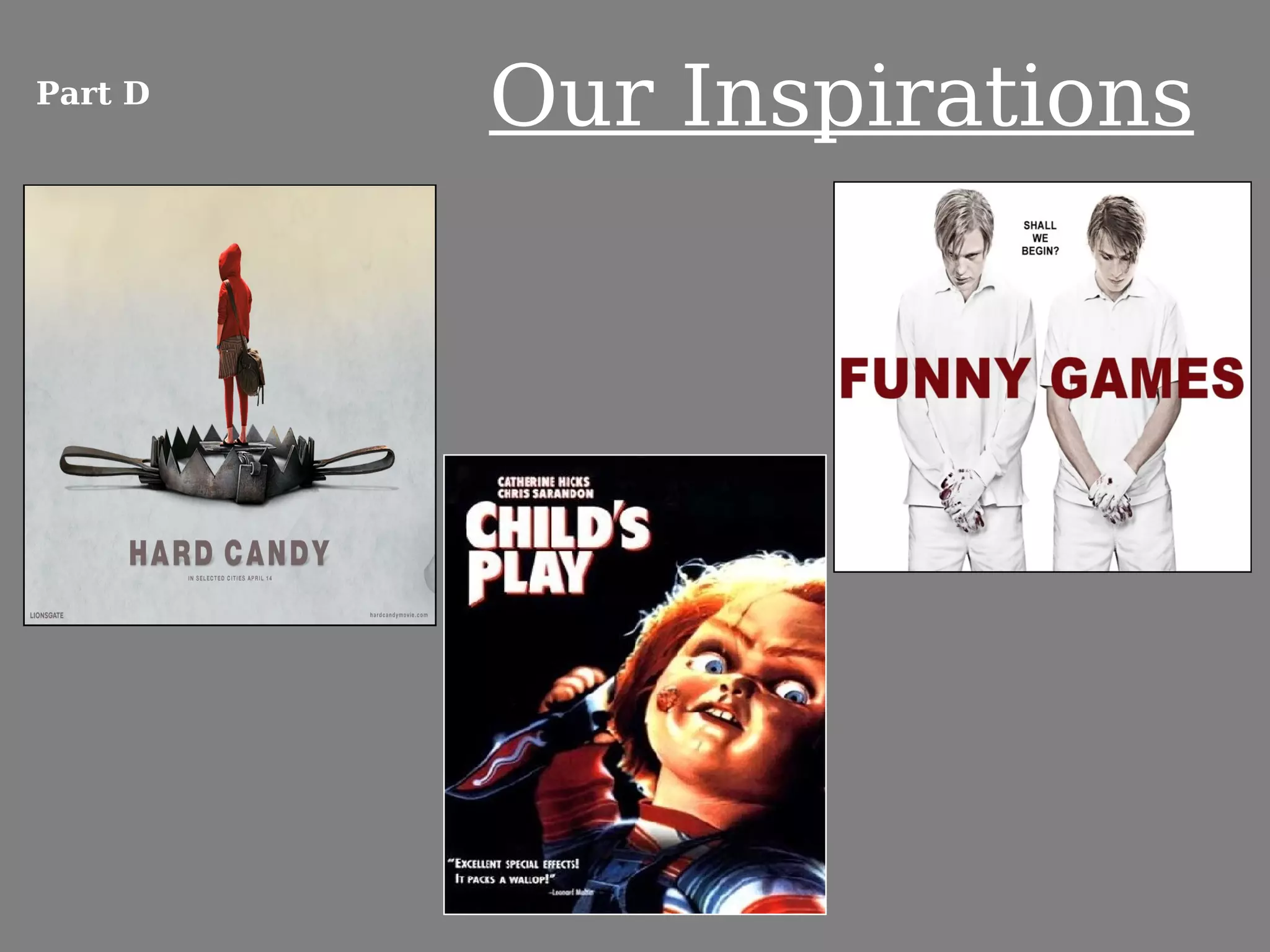 Part D
         Our Inspirations
 