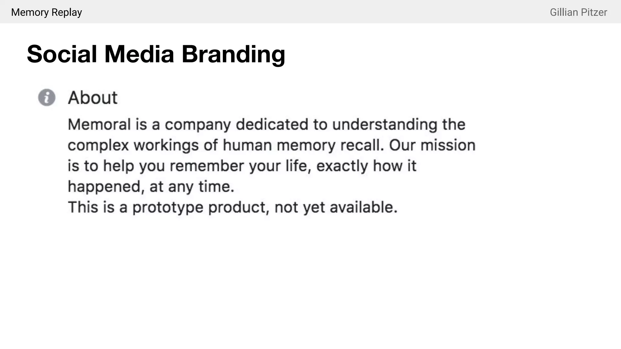 Memory Replay Gillian Pitzer
Social Media Branding
 