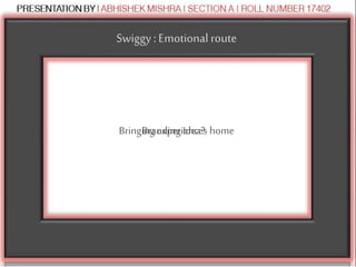 Swiggy : Emotional route
Branding Idea?Bringing experiences home
 