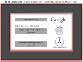What business are these
brands really in?
Making search easy
Helping people being recognized as
innovative
Helping people being perceived as
successful
 
