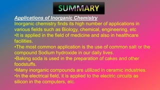 Basic Terminologies IN Chemistry, Applications of Inorganic Chemistry ...