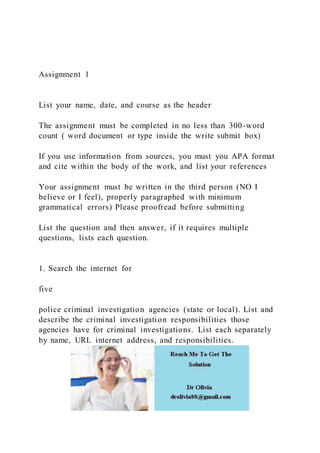 Assignment 1List your name, date, and course as the header | DOCX ...