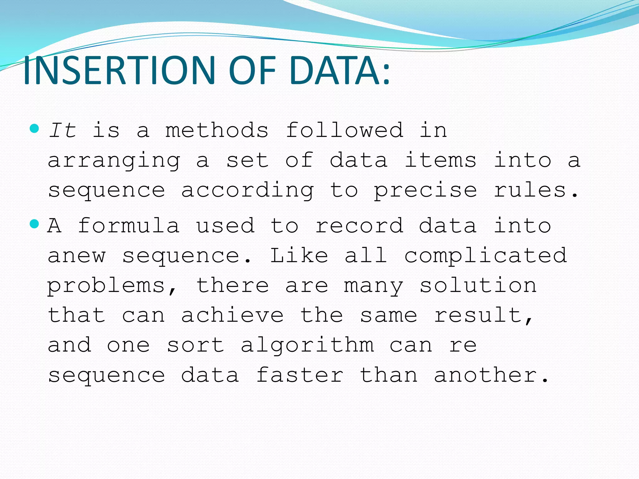 FIRST EXAMPLES OF INITIALISATION: