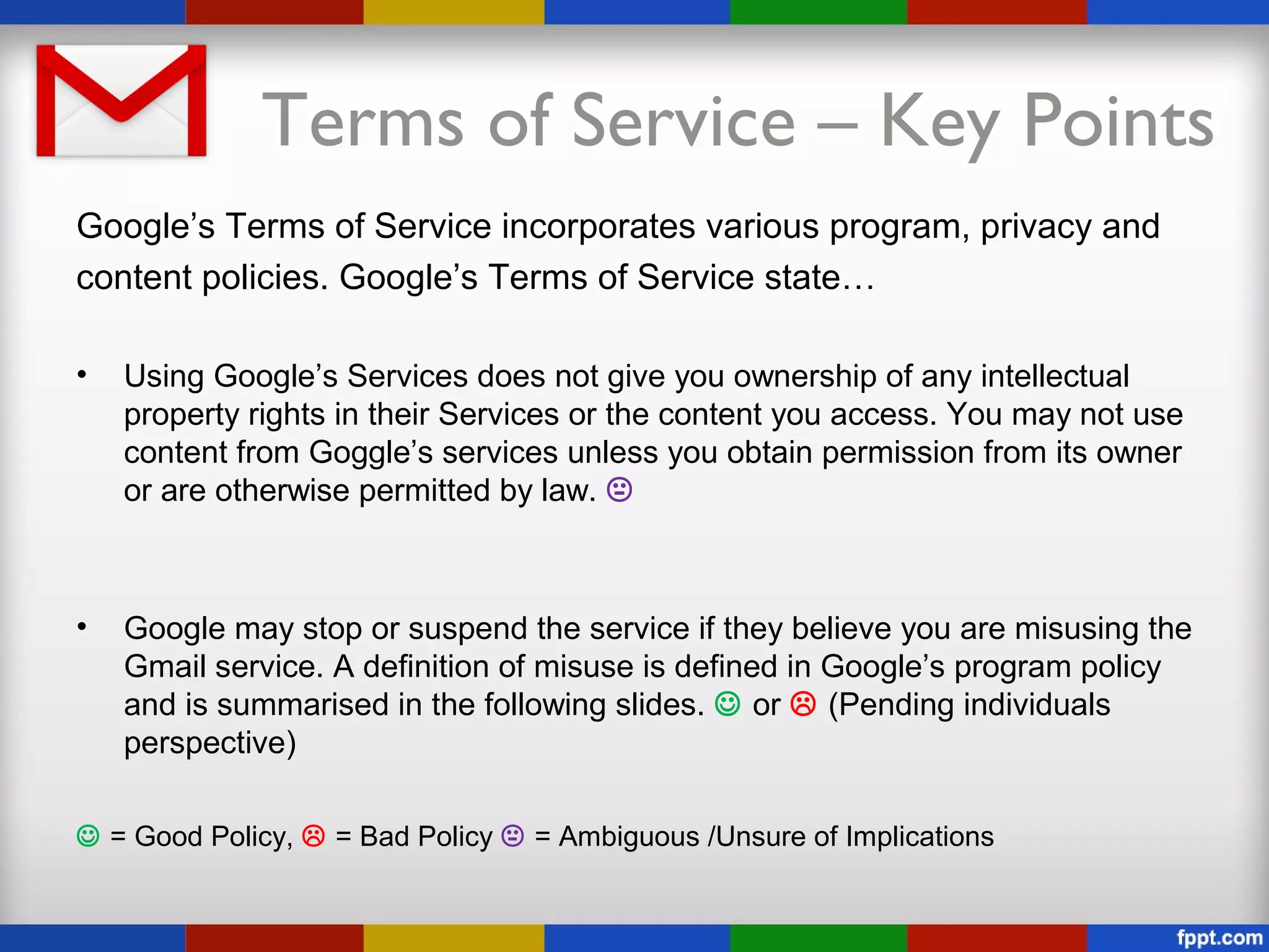 Google Term Understanding Gmail's Terms of Service - Policy Primer | PPT