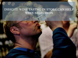 INSIGHT: WINE TASTNG IN STORE CAN HELP
            WINE SELECTION
 