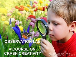 O




OBSERVATION LAB

  A COURSE ON
CRASH CREATIVITY
 