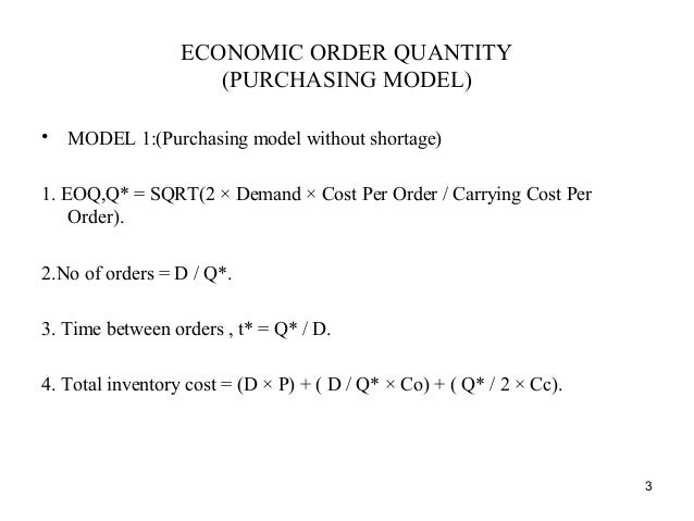 Economic order quantity assignment