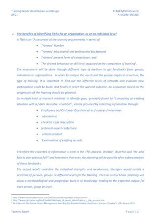 AIS Code: 6N3325 Training Needs Identification and Design Training ...