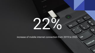 22%
increase of mobile internet connection from 2019 to 2020.
 