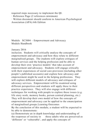 · Assignment 2 (15) Process Mapping of a Quality Improvement Ini.docx