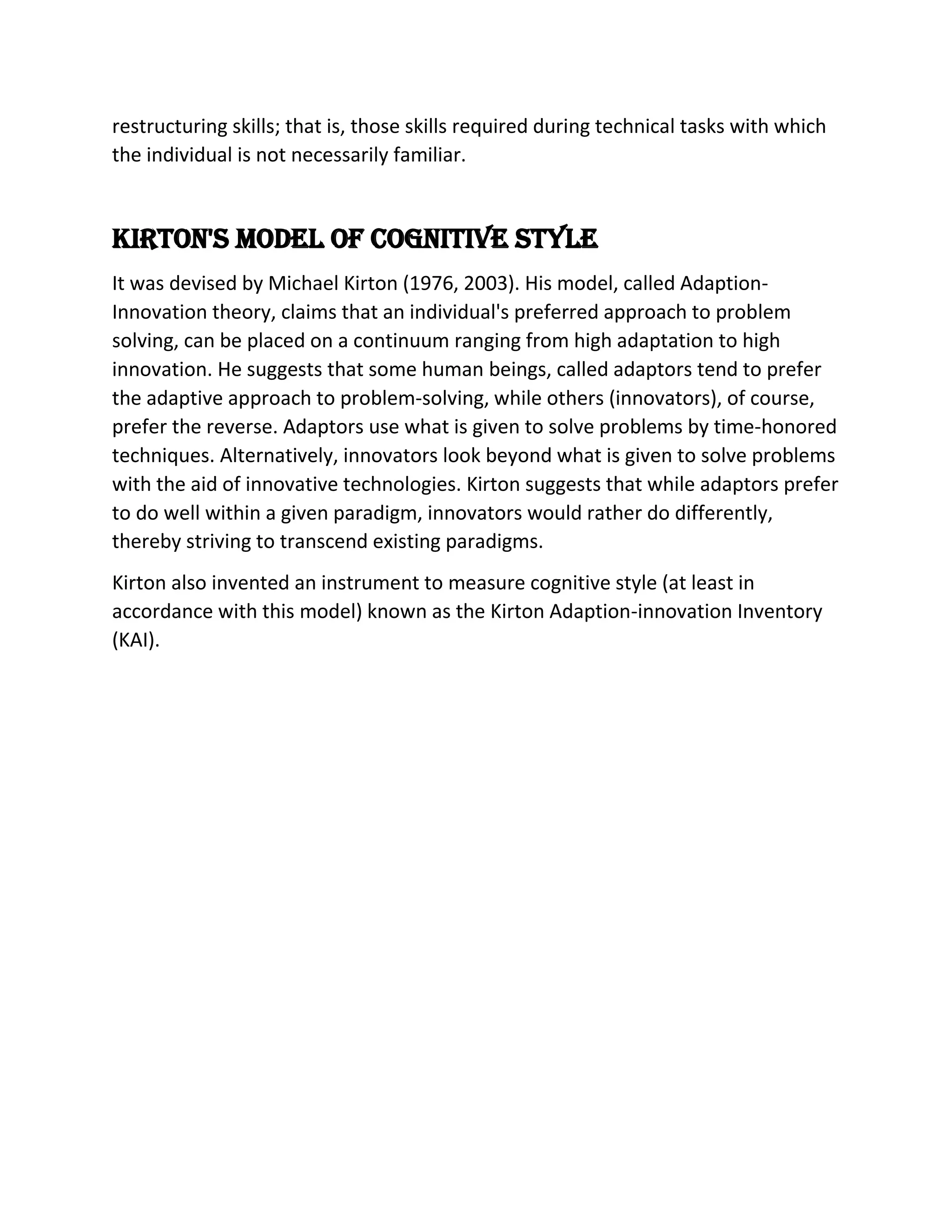 Intelligence, Cognitive Styles, Methods of control | PDF