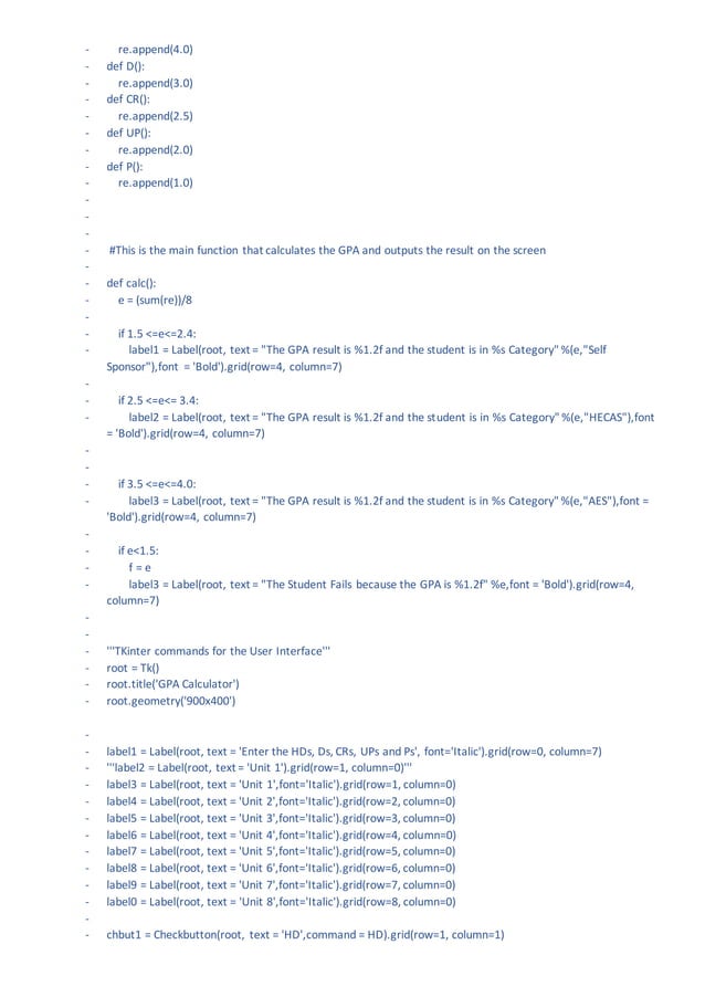 Assignment 2 lab 3 python gpa calculator | DOCX | Computing ...
