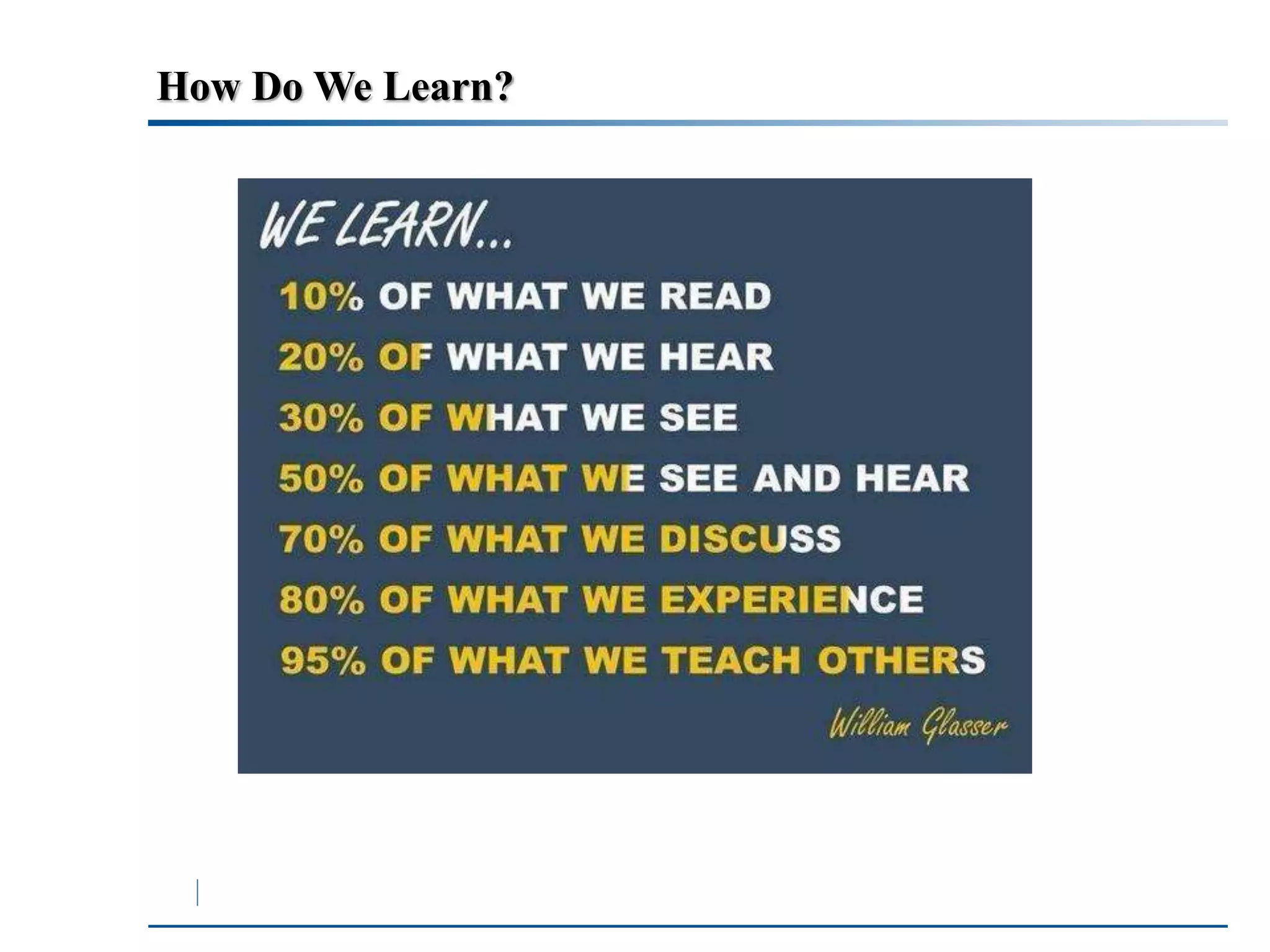 How Do We Learn? 
 