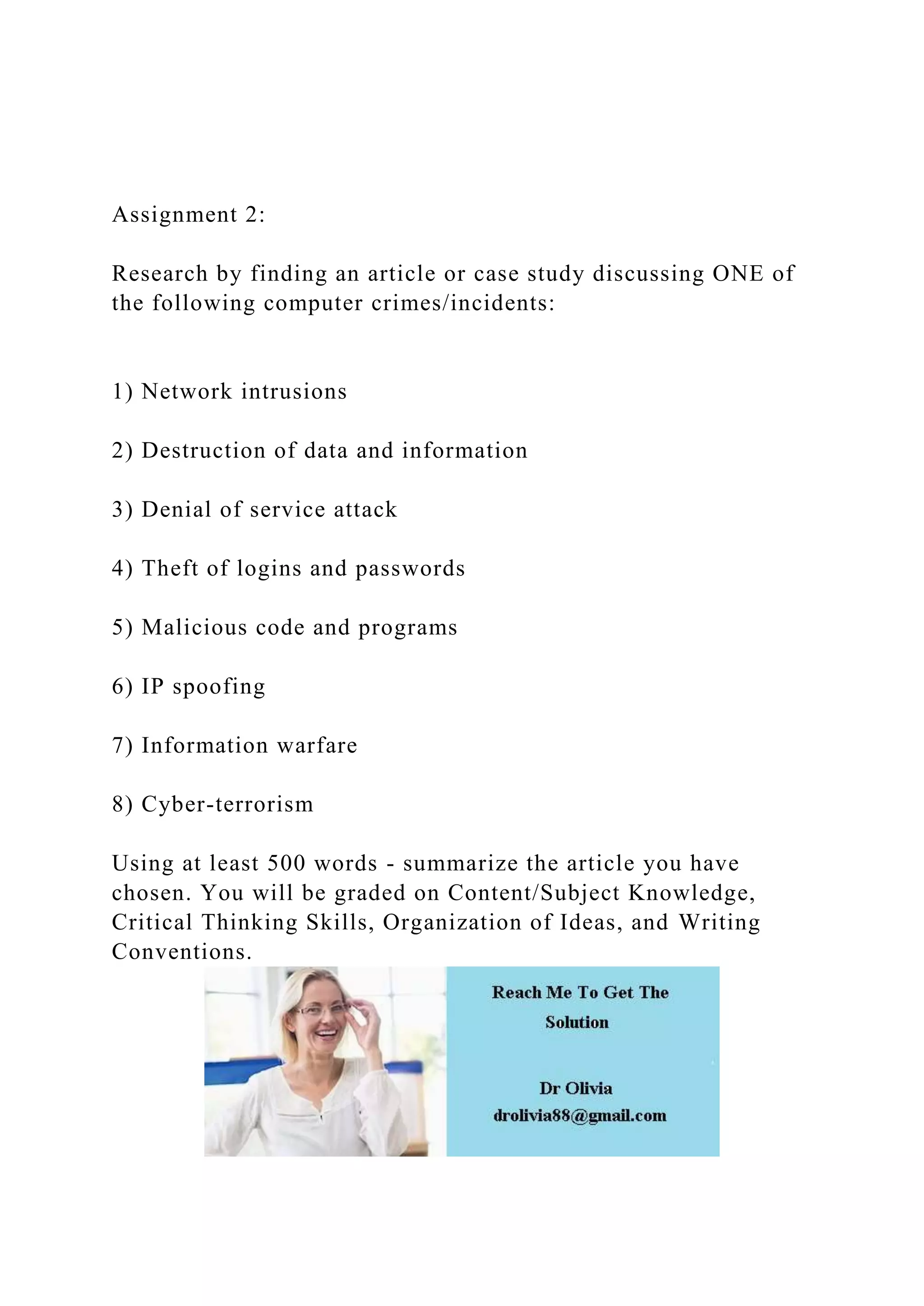 Assignment 2Research by finding an article or case study di.docx