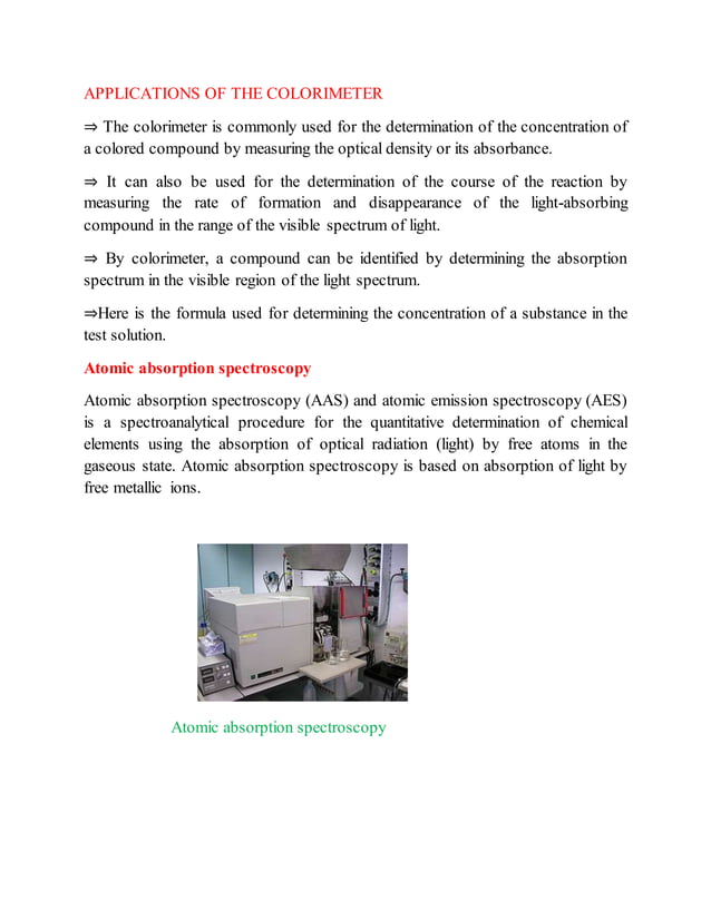 Colorimetry and atomic absorption spectroscopy PDF