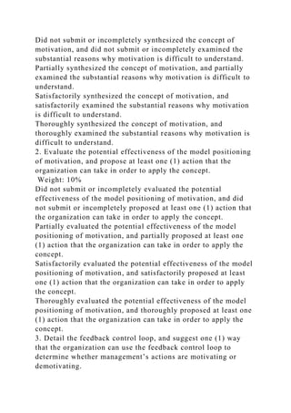 Assignment 2 Using Motivation to Improve Performance Due Week 5.docx