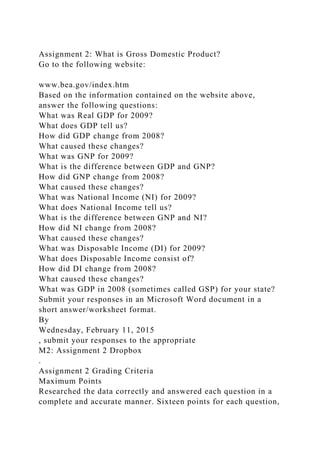 Assignment 2 What is Gross Domestic ProductGo to the following w.docx