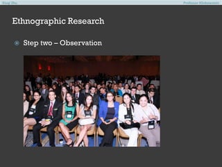 Xiuqi Zhu

Professor Klinkowstein

Ethnographic Research


Step two – Observation

 