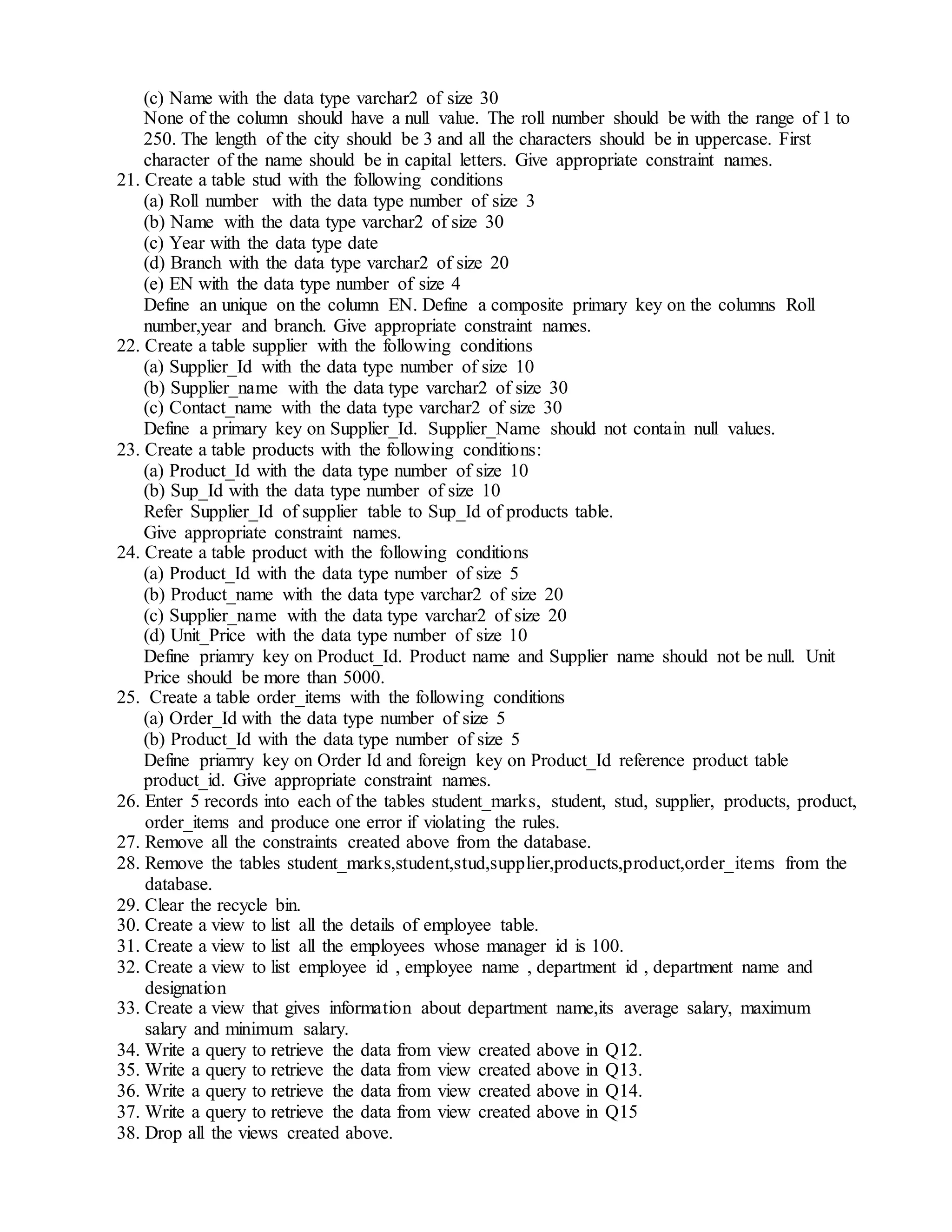 SQL practice questions set - 2 | DOC