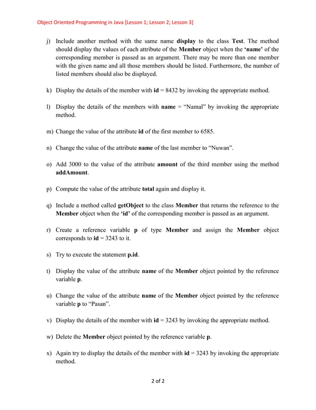 Object Oriented Programming Assignment 3 | PDF