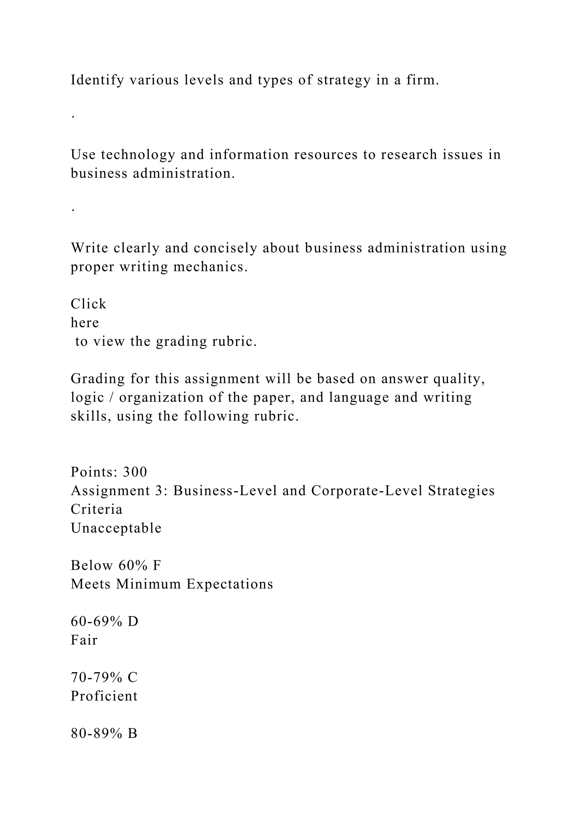 Assignment 3 BusinessLevel and CorporateLevel Strategies .docx