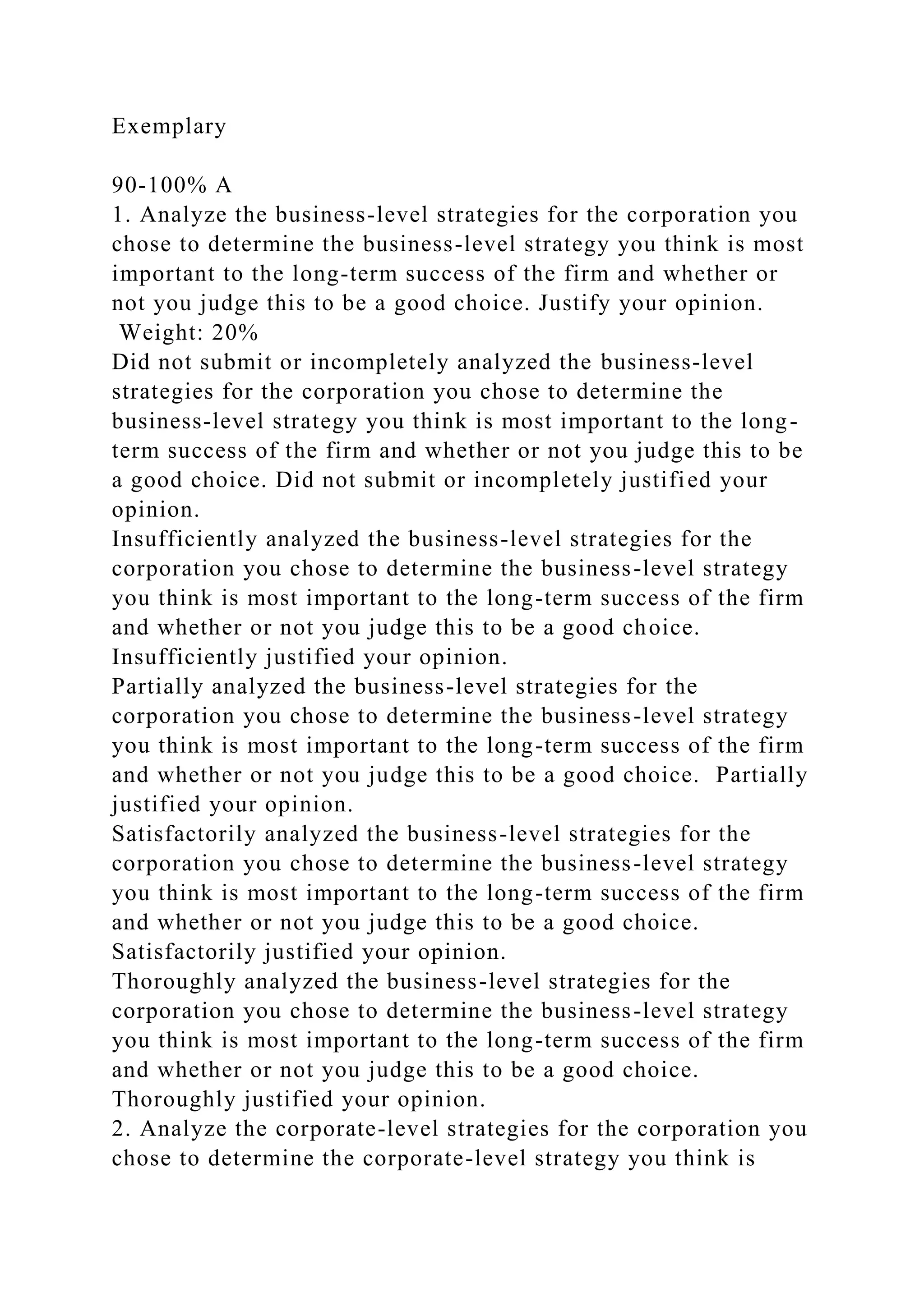 Assignment 3 BusinessLevel and CorporateLevel Strategies .docx