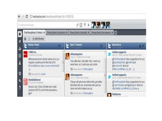 BusinesseschooseHootsuite as a marketingtoolHootsuiteconnetionsFacebookTwitterLinkedInFoursquareMyspaceWordpressPing.fmMixi