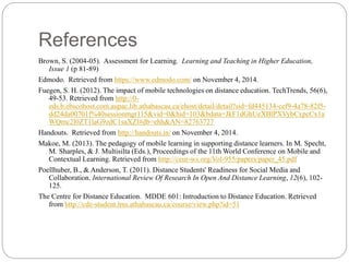 Reference Notes Brown Assignment 3 MDDE 601 | PPTX