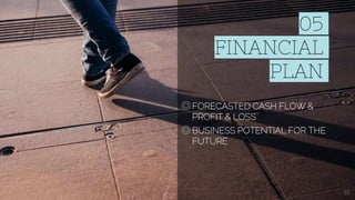 05
FINANCIAL
PLAN
◎FORECASTED CASH FLOW &
PROFIT & LOSS
◎BUSINESS POTENTIAL FOR THE
FUTURE
19
 