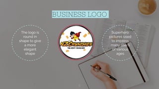 BUSINESS LOGO
The logo is
round in
shape to give
a more
elegant
shape
Superhero
pictures used
to impress
many users
of various
ages
5
 