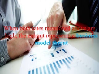 When both rates mentioned above are
high, the entrant represents a business
model threat
 