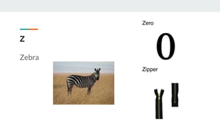 Z
Zebra
Zero
Zipper
 